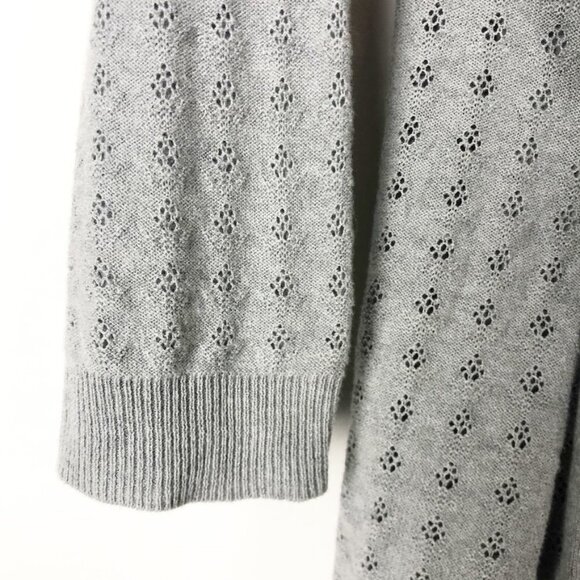 The Limited Sweater Women's M Grey Open-Front Belted Mixed Media Knit Cardigan - Picture 5 of 13